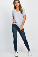 Heather Grey Basic V-Neck Top