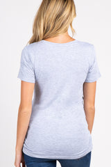 Heather Grey Basic V-Neck Maternity Top