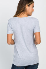 Heather Grey Basic V-Neck Top