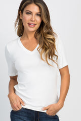 Ivory Basic V-Neck Maternity Top