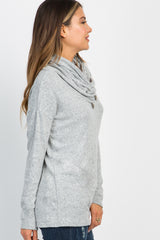 Heather Grey Soft Knit Button Collar Top