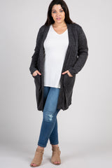 PinkBlush Charcoal Knit Elbow Patch Maternity Plus Cardigan