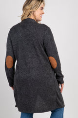 PinkBlush Charcoal Knit Elbow Patch Maternity Plus Cardigan