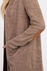 PinkBlush Taupe Solid Elbow Patch Cardigan