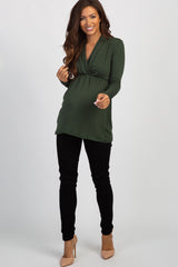 PinkBlush Forest Green Long Sleeve Maternity/Nursing Top