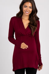 PinkBlush Burgundy Long Sleeve Maternity/Nursing Top