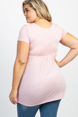 PinkBlush Mauve Draped Front Plus Maternity/Nursing Top