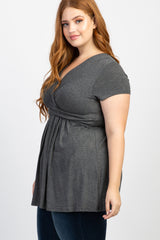 PinkBlush Charcoal Draped Front Plus Nursing Top