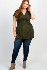 PinkBlush Olive Draped Front Plus Nursing Top