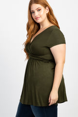 PinkBlush Olive Draped Front Plus Nursing Top