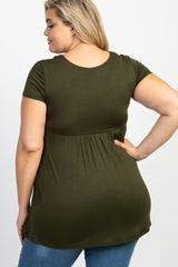 PinkBlush Olive Draped Front Plus Maternity/Nursing Top