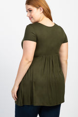 PinkBlush Olive Draped Front Plus Nursing Top