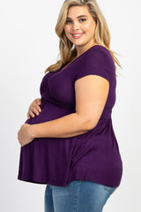 PinkBlush Plum Draped Front Plus Maternity/Nursing Top