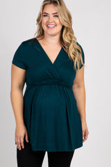 PinkBlush Forest Green Draped Front Plus Maternity/Nursing Top