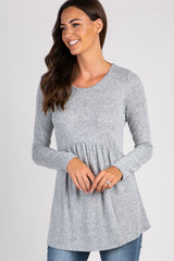 PinkBlush Heather Grey Soft Knit Peplum Top