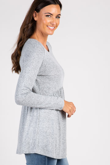 PinkBlush Heather Grey Soft Knit Peplum Top