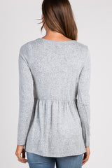 PinkBlush Heather Grey Soft Knit Peplum Top