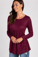 PinkBlush Burgundy Soft Knit Maternity Peplum Top