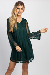 PinkBlush Green Chevron Mesh Overlay Dress