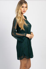 PinkBlush Green Chevron Mesh Overlay Dress
