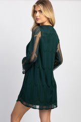 PinkBlush Green Chevron Mesh Overlay Dress