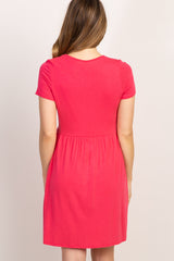 PinkBlush Coral Solid Crochet Trim Maternity Shift Dress