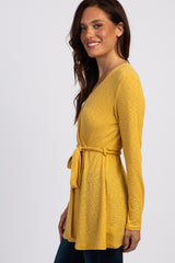 PinkBlush Yellow Ribbed Sash Tie Wrap Nursing Top