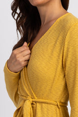 PinkBlush Yellow Ribbed Sash Tie Wrap Nursing Top