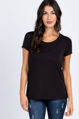 Black Maternity Nursing Short Sleeve Top