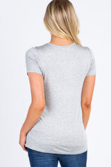 Heather Grey Short Sleeve Nursing Maternity Top