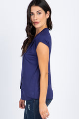 PinkBlush Navy Blue Layered Wrap Front Nursing Top