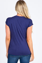 PinkBlush Navy Blue Layered Wrap Front Maternity Nursing Top
