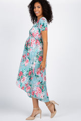 Mint Floral Hi-Low Wrap Maternity Dress