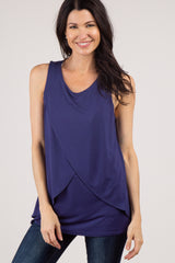PinkBlush Navy Solid Sleeveless Maternity Nursing Top