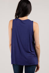 PinkBlush Navy Solid Sleeveless Nursing Top
