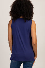 PinkBlush Navy Solid Sleeveless Maternity Nursing Top