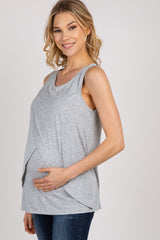 PinkBlush Heather Grey Solid Sleeveless Maternity Nursing Top