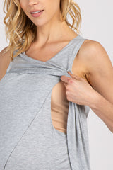 PinkBlush Heather Grey Solid Sleeveless Maternity Nursing Top