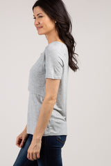PinkBlush Heather Grey Solid Short Sleeve Nursing Top