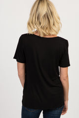 PinkBlush Black Solid Short Sleeve Nursing Top