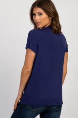 PinkBlush Navy Pleated Draped Front Nursing Top