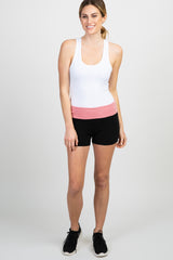 Pink Colorblock Foldover Maternity Shorts