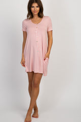 PinkBlush Pink Button Front Maternity Sleep Dress
