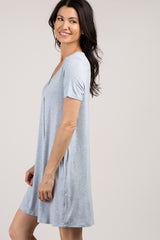 PinkBlush Blue Button Front Sleep Dress