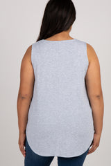 Heather Grey Basic Sleeveless Plus Top
