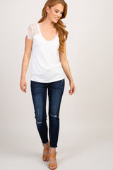 White Lace Sleeve Top