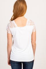 White Lace Sleeve Top