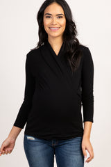 Black Long Sleeve Wrap Maternity/Nursing Top