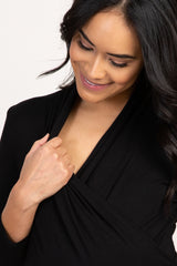 Black 3/4 Sleeve Wrap Nursing Top