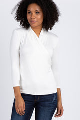 Ivory Long Sleeve Wrap Maternity/Nursing Top